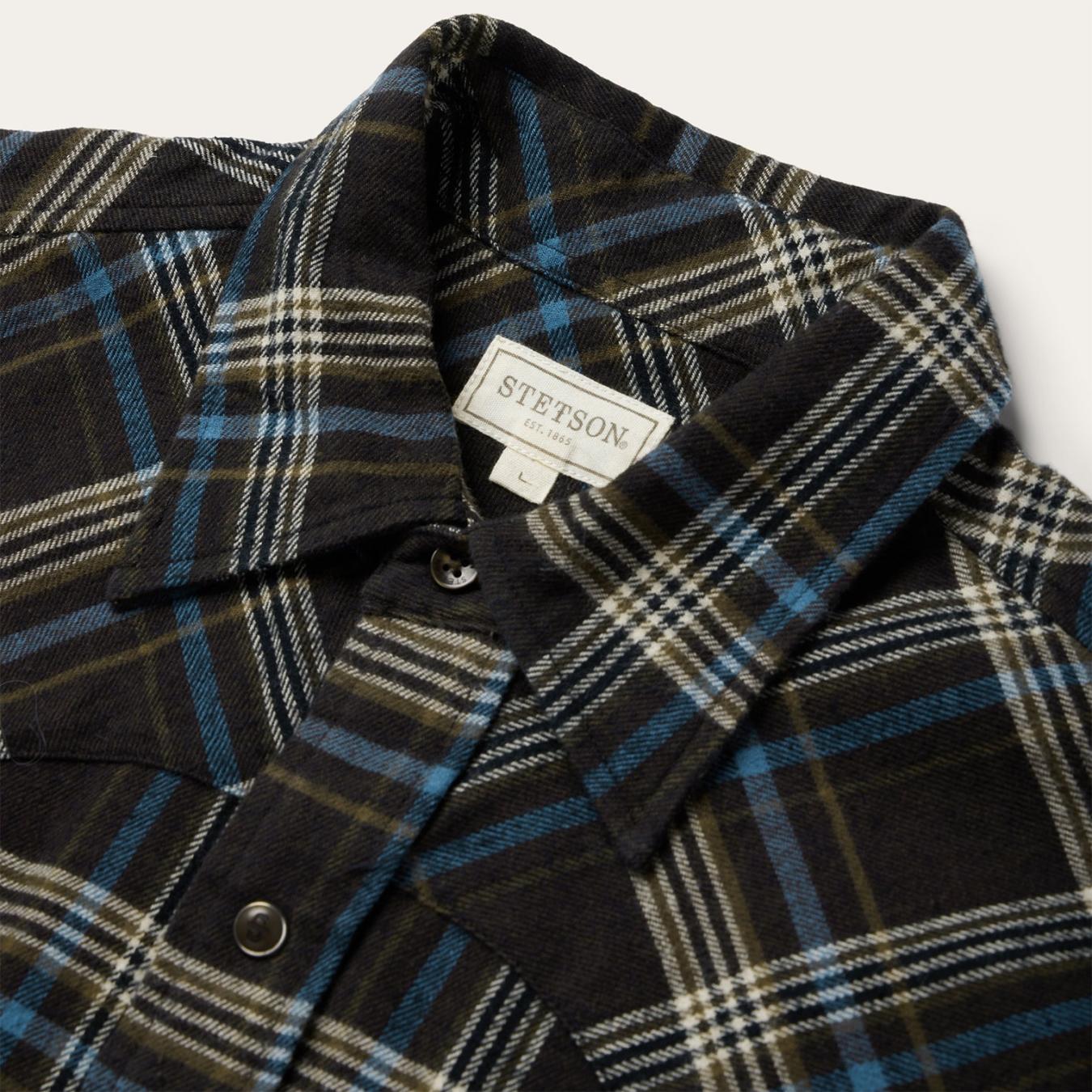 Men Western Shirts | Stetson Brown Plaid Flannel Western Shirt Brown