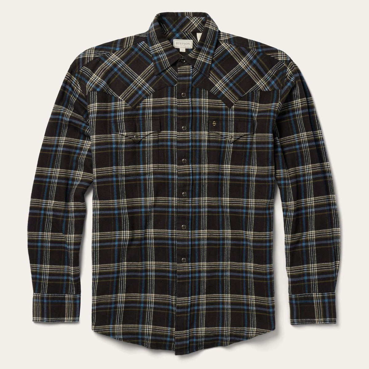 Men Western Shirts | Stetson Brown Plaid Flannel Western Shirt Brown