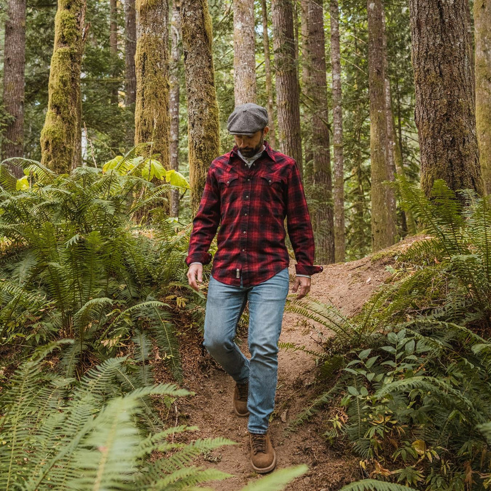 Men Western Shirts | Stetson Brushed Twill Plaid Shirt Black