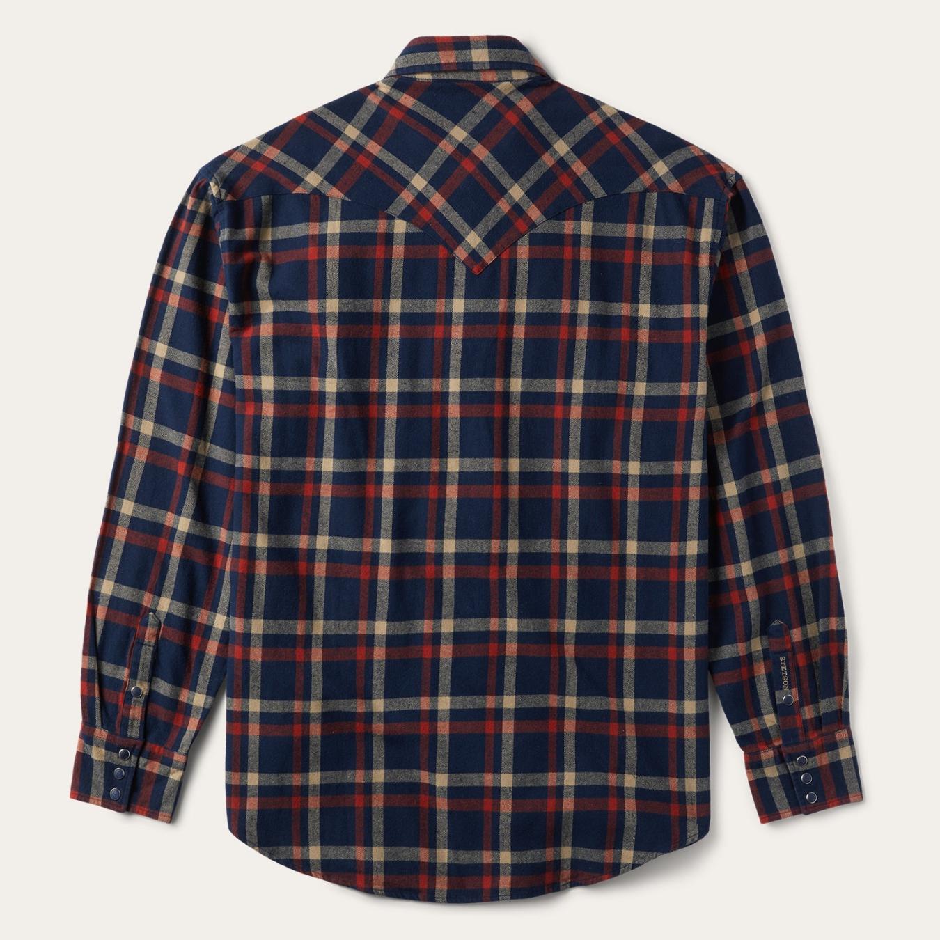 Men Western Shirts | Stetson Brushed Twill Plaid Shirt Blue