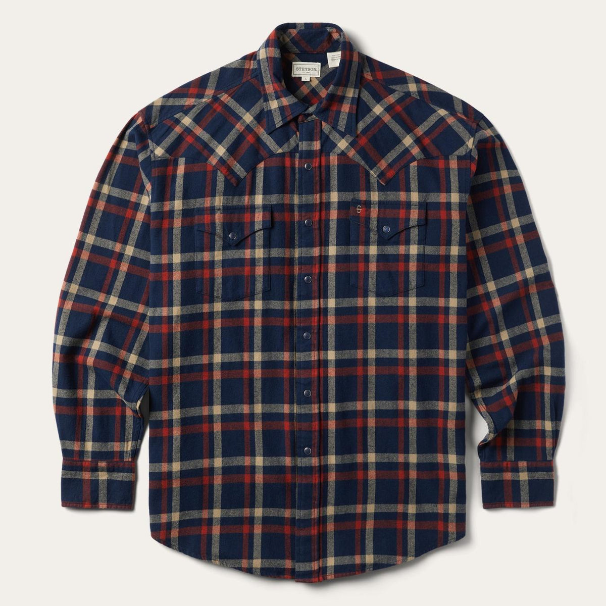 Men Western Shirts | Stetson Brushed Twill Plaid Shirt Blue