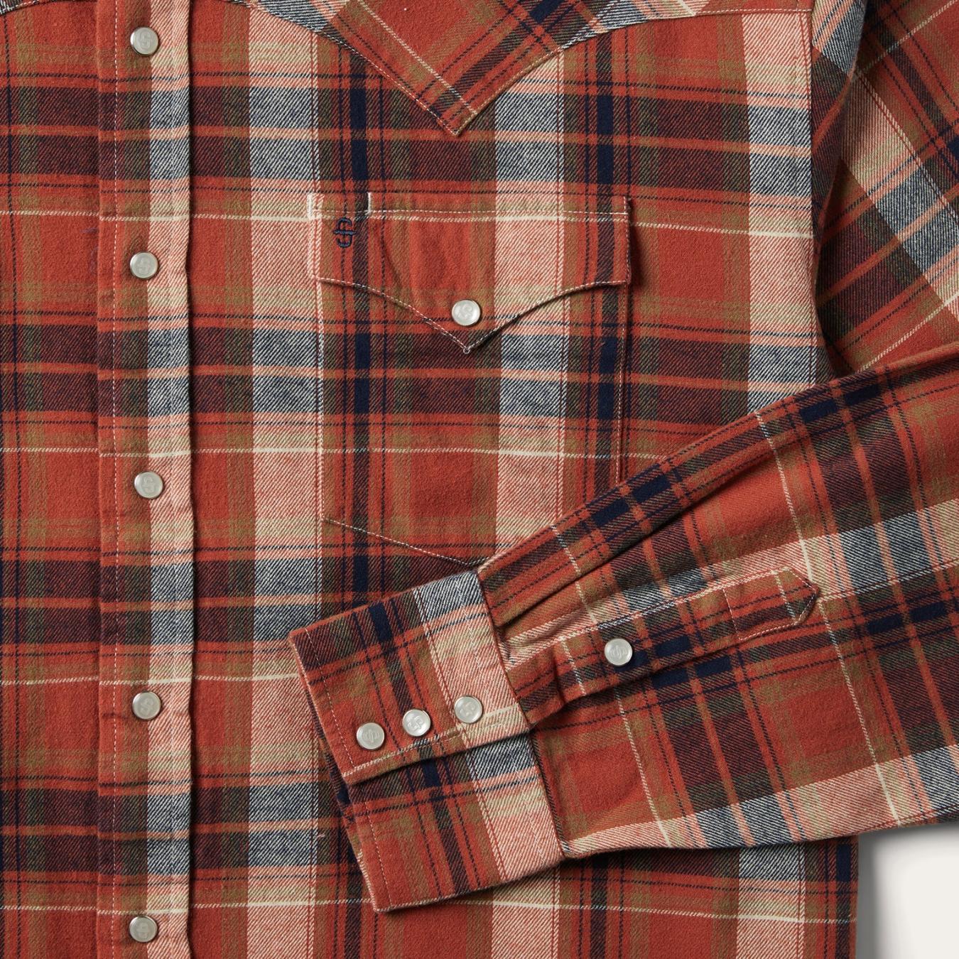 Men Western Shirts | Stetson Brushed Twill Plaid Shirt Orange