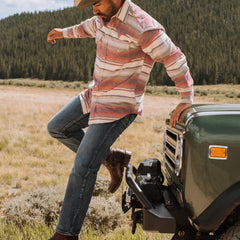 Men Western Shirts | Stetson Brushed Twill Striped Shirt Red