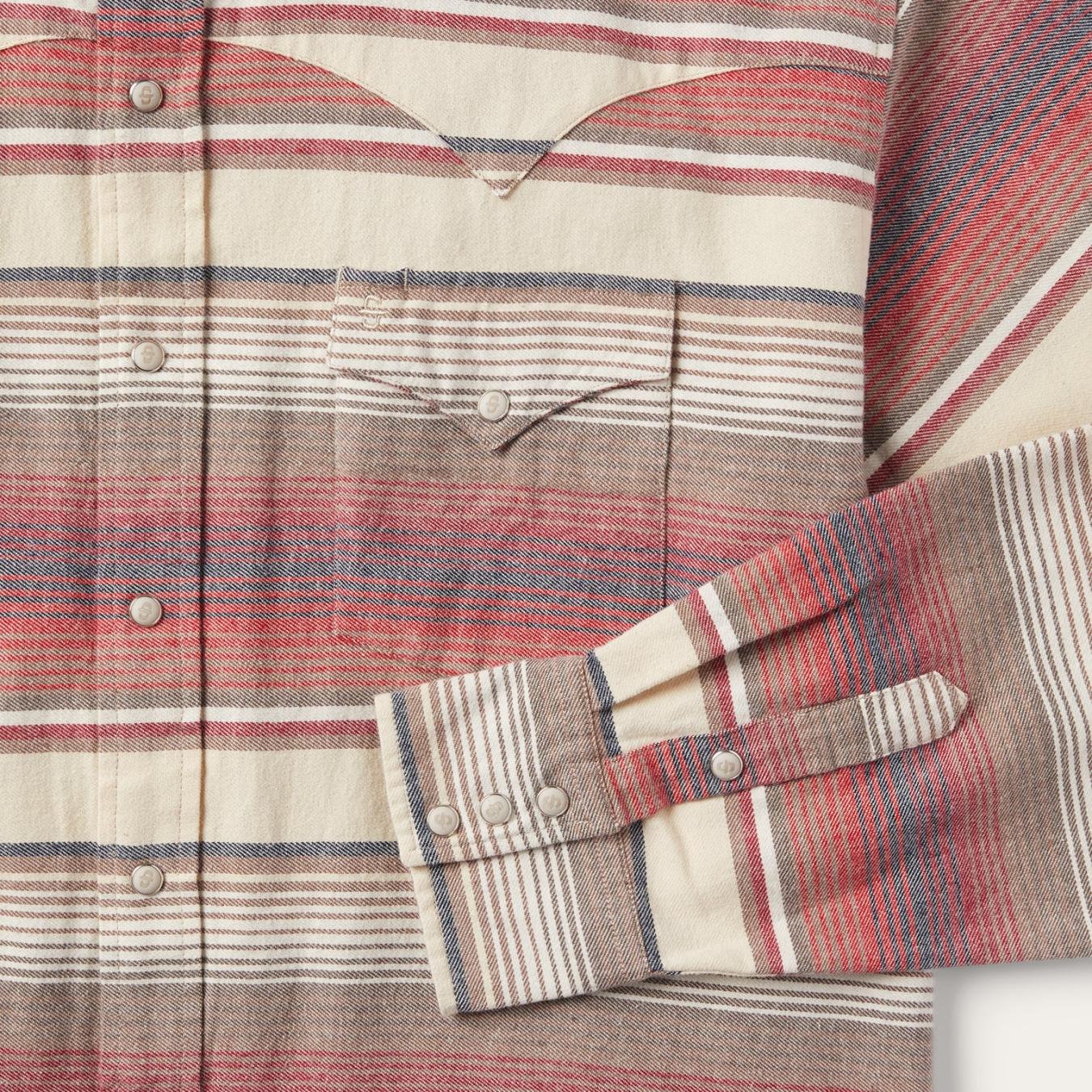 Men Western Shirts | Stetson Brushed Twill Striped Shirt Red
