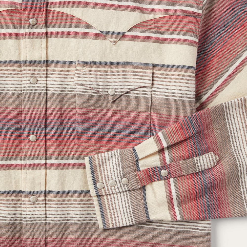 Men Western Shirts | Stetson Brushed Twill Striped Shirt Red
