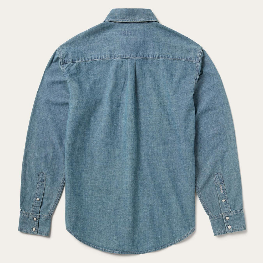 Men Western Shirts | Stetson Chambray Denim Shirt Blue