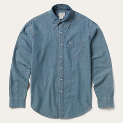 Men Western Shirts | Stetson Chambray Denim Shirt Blue