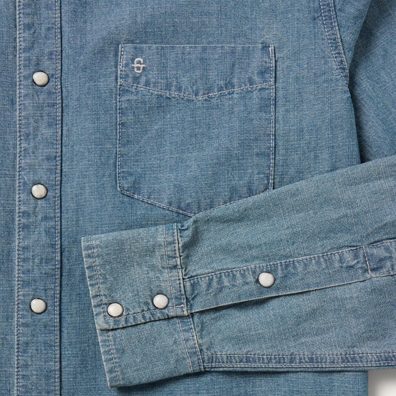 Men Western Shirts | Stetson Chambray Denim Shirt Blue