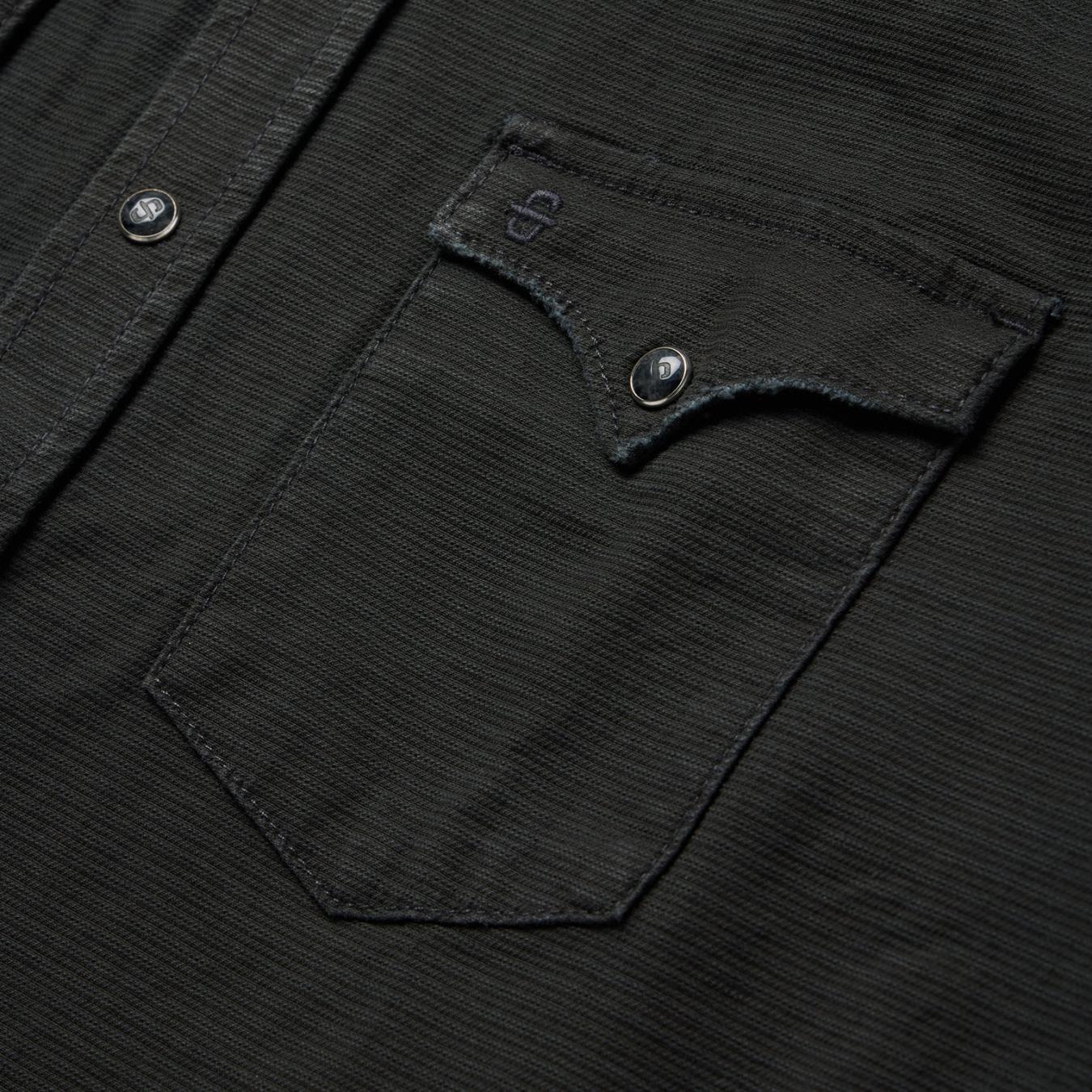 Men Western Shirts | Stetson Charcoal Corded Denim Shirt Grey
