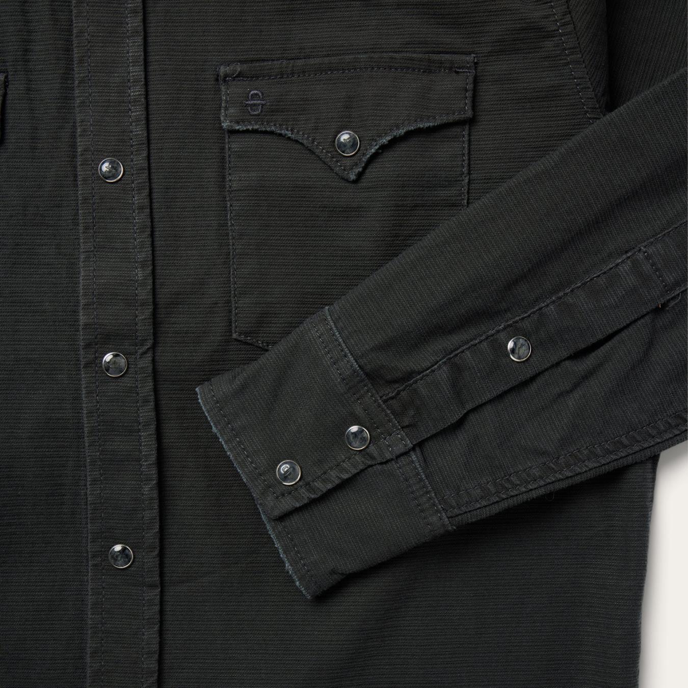 Men Western Shirts | Stetson Charcoal Corded Denim Shirt Grey