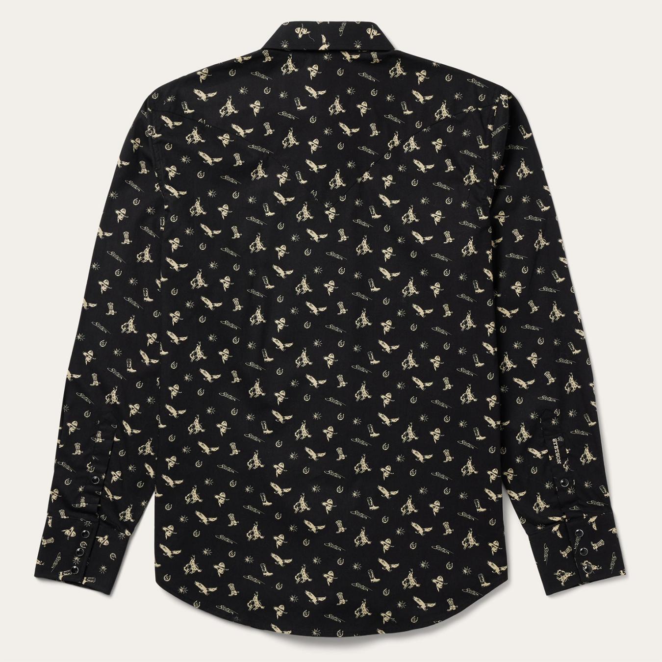 Men Western Shirts | Stetson Conversation Print Western Shirt Black