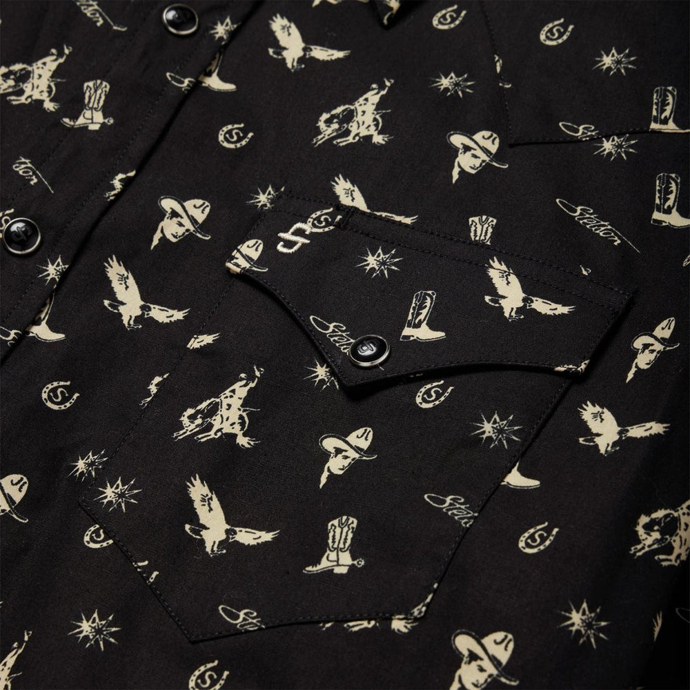 Men Western Shirts | Stetson Conversation Print Western Shirt Black