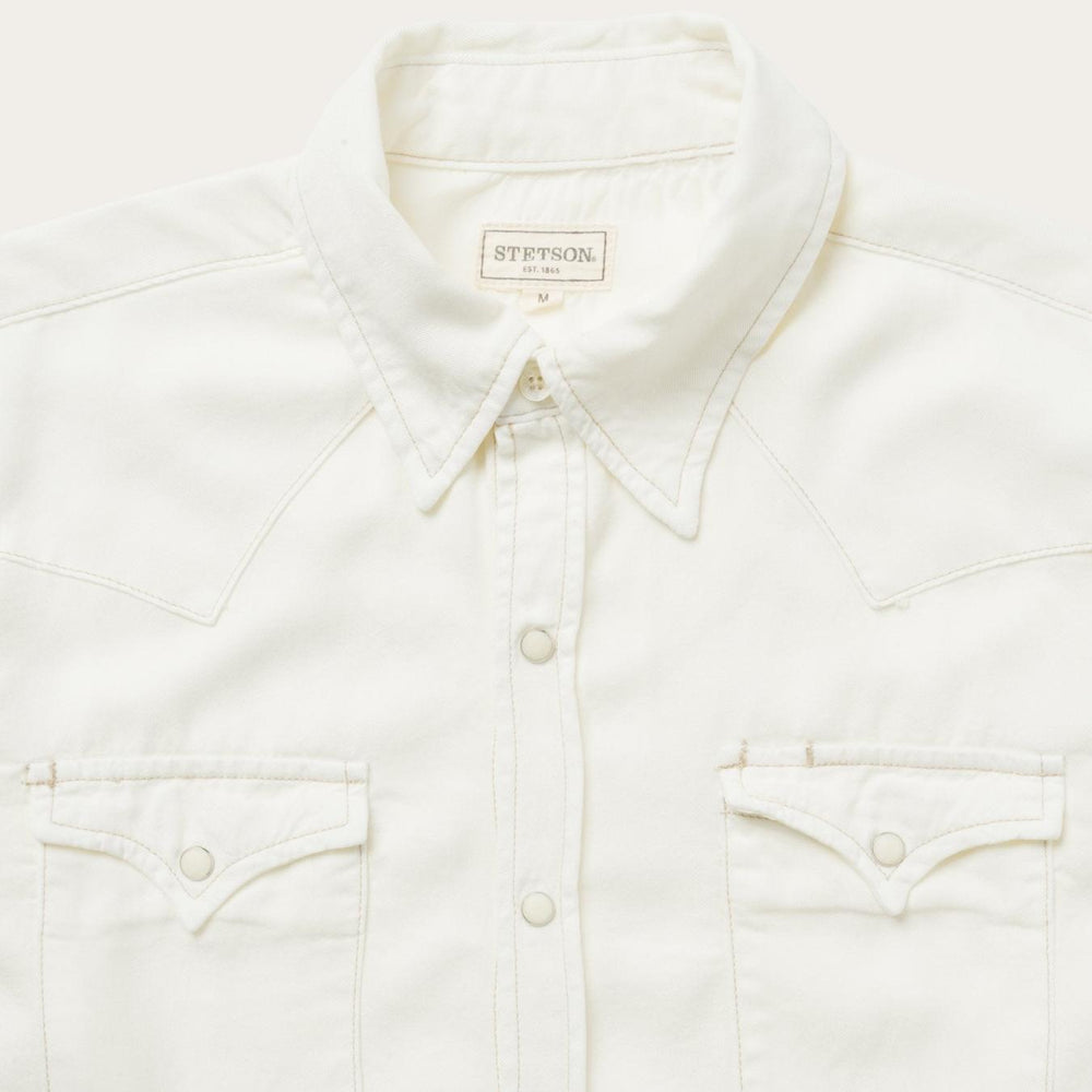 Men Western Shirts | Stetson Cream Twill Shirt White