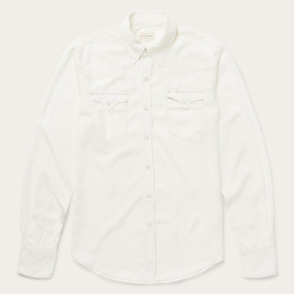 Men Western Shirts | Stetson Cream Twill Shirt White