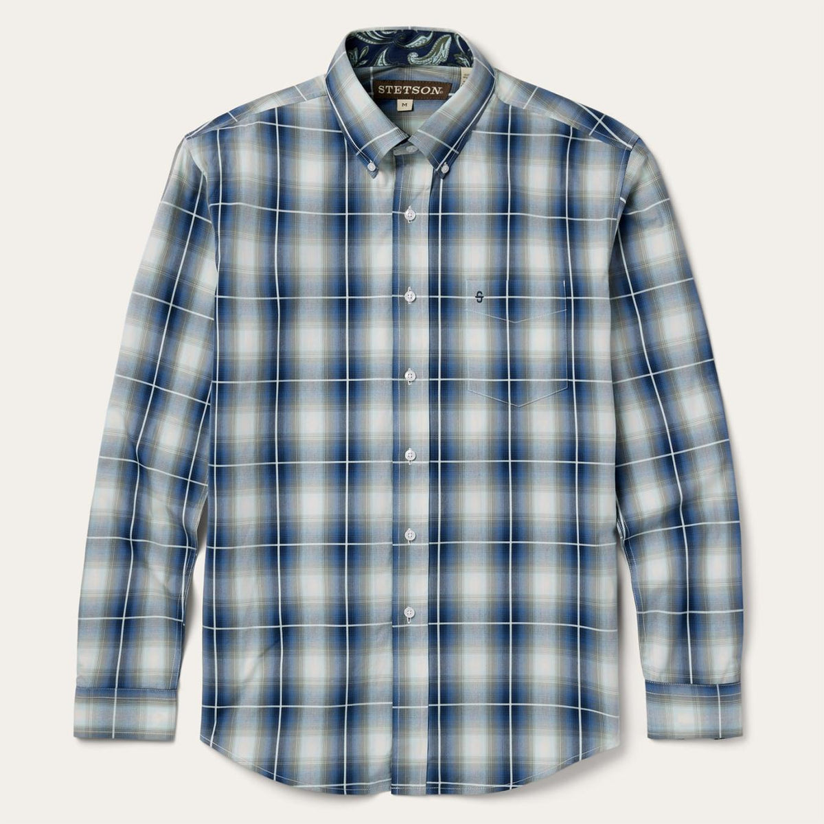 Men Western Shirts | Stetson Crystal Plaid Button Down Shirt Blue