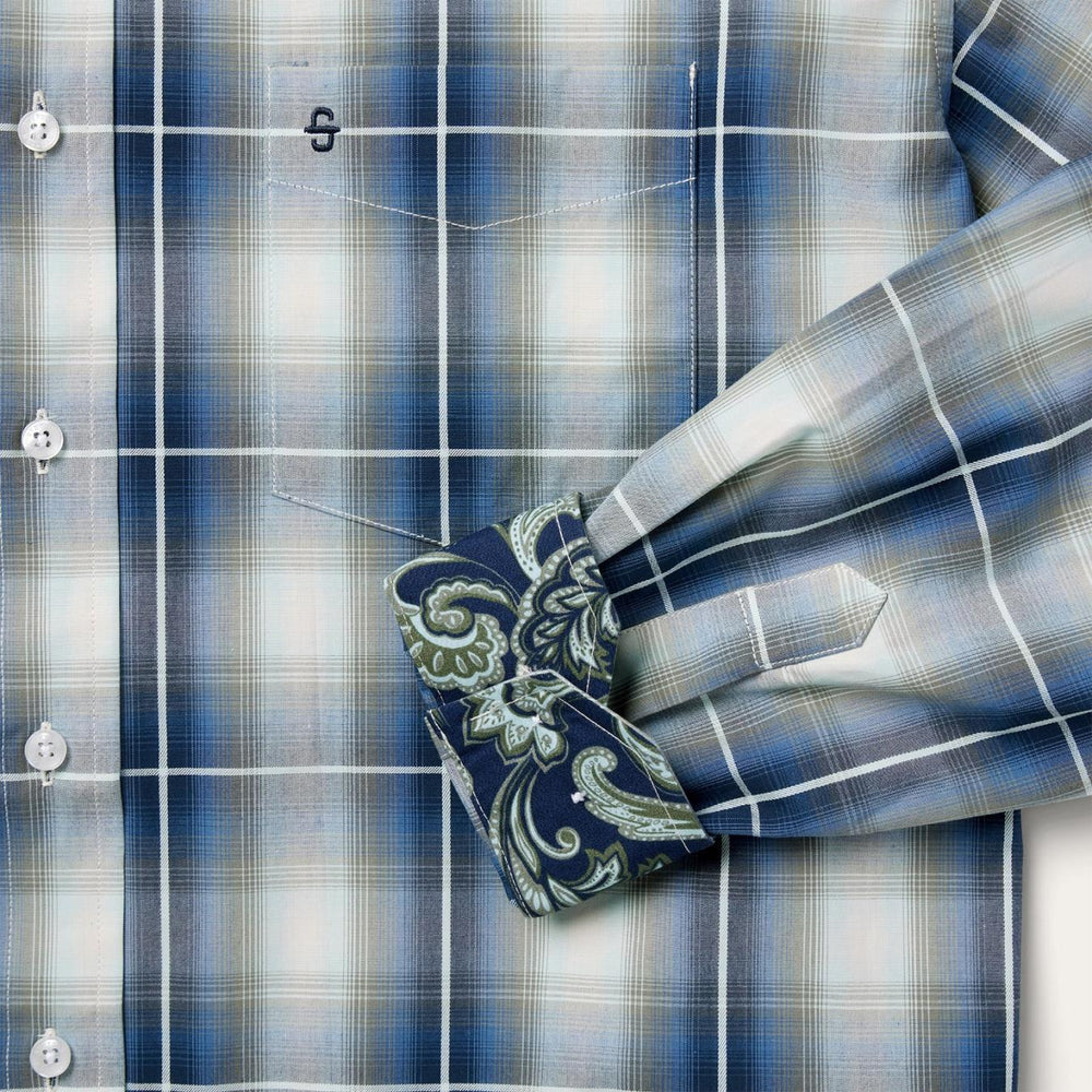 Men Western Shirts | Stetson Crystal Plaid Button Down Shirt Blue