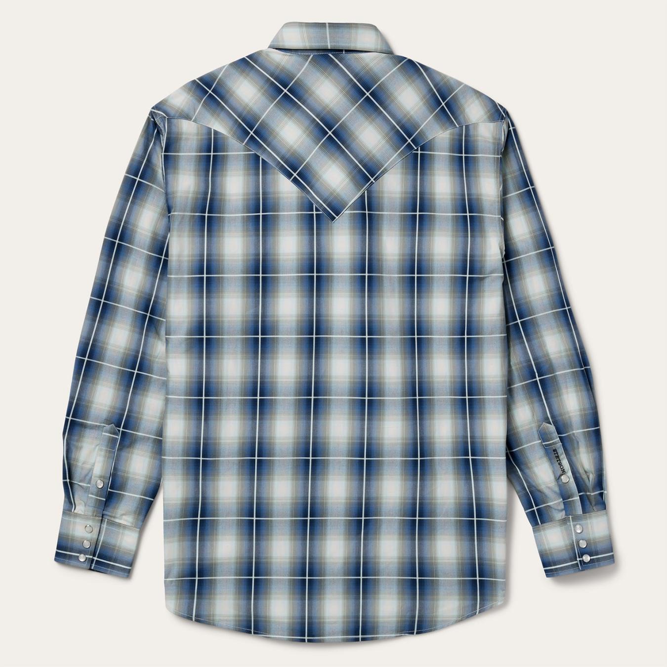 Men Western Shirts | Stetson Crystal Plaid Western Shirt Blue
