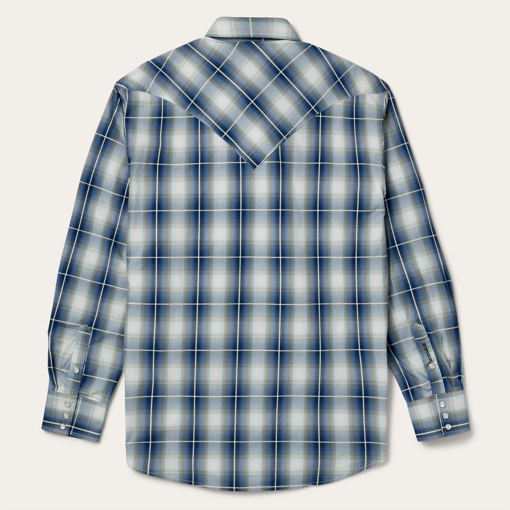 Men Western Shirts | Stetson Crystal Plaid Western Shirt Blue