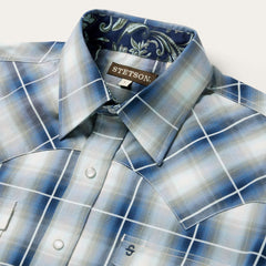 Men Western Shirts | Stetson Crystal Plaid Western Shirt Blue