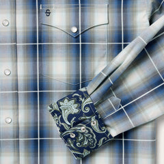 Men Western Shirts | Stetson Crystal Plaid Western Shirt Blue