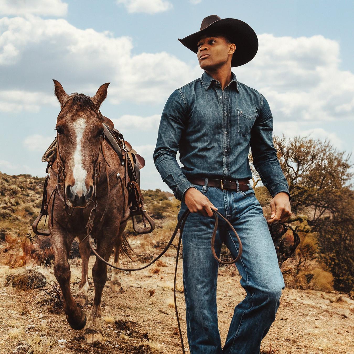 Men Western Shirts | Stetson Dark Denim Western Shirt Blue