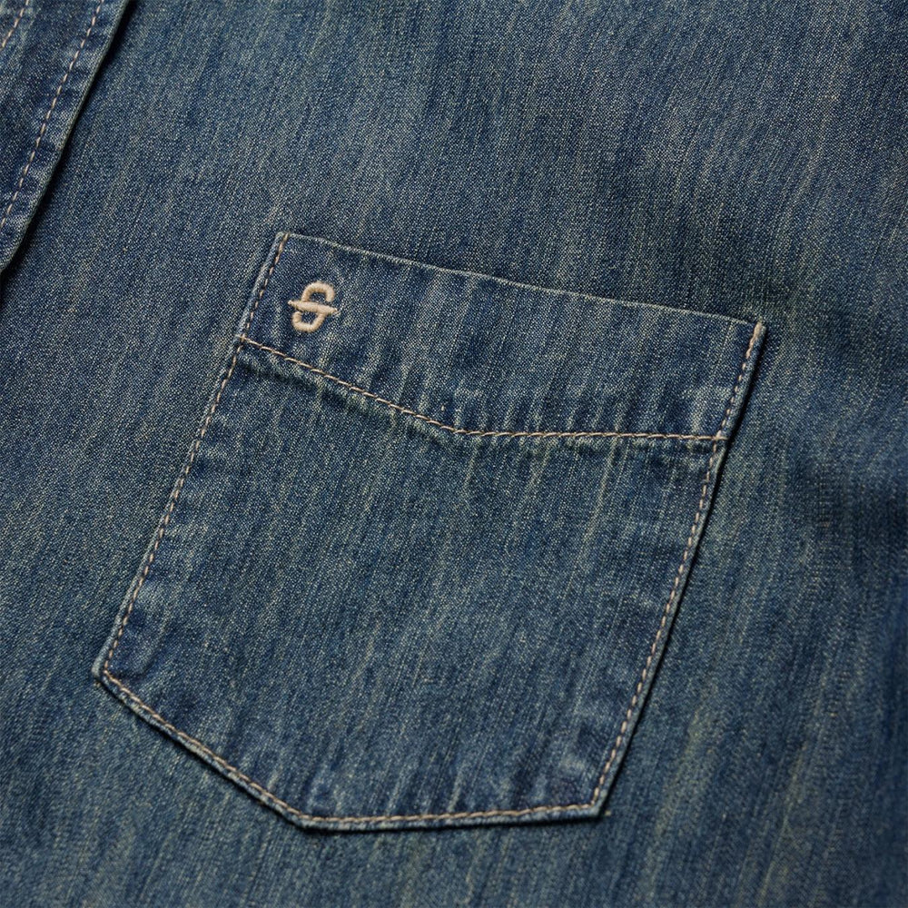 Men Western Shirts | Stetson Dark Denim Western Shirt Blue