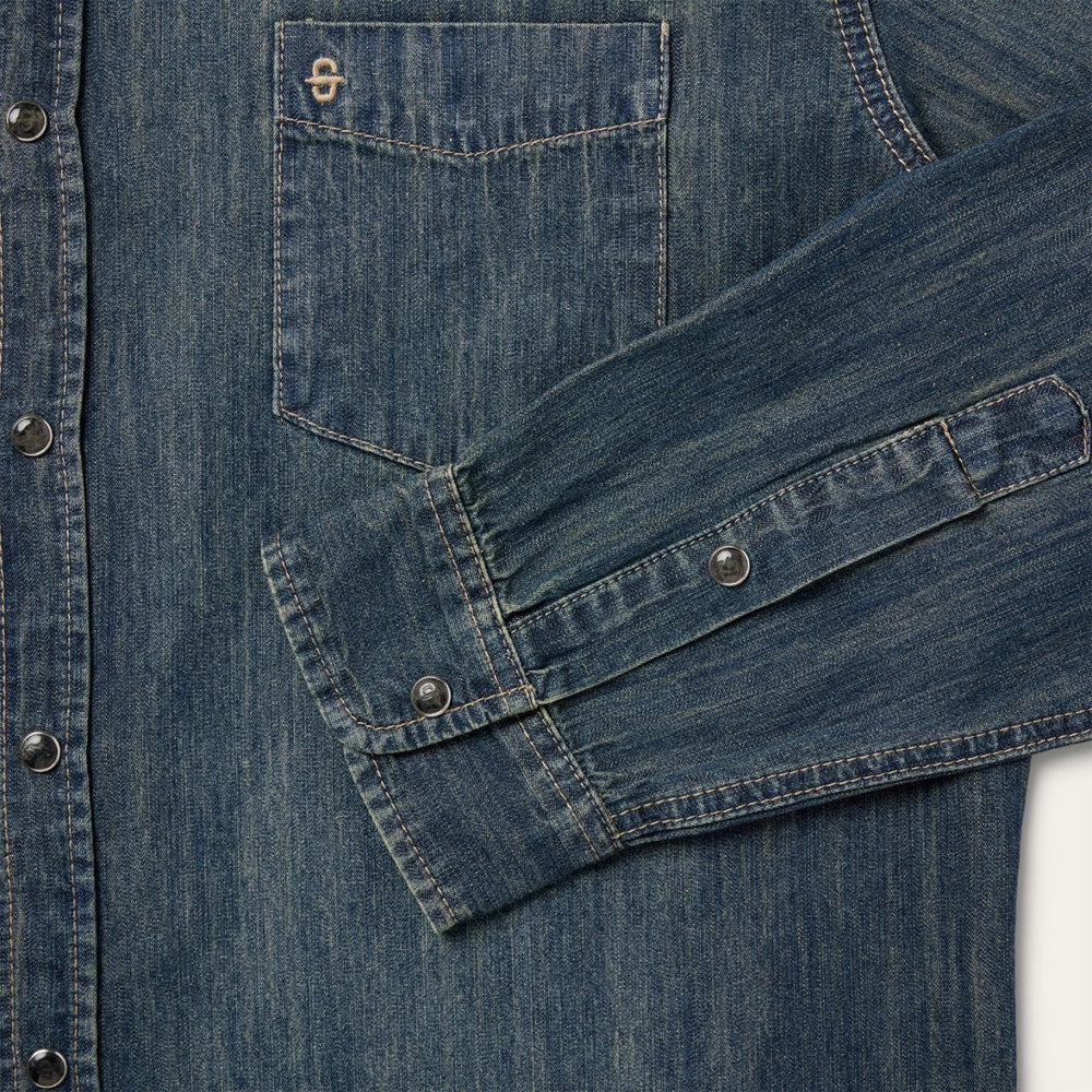 Men Western Shirts | Stetson Dark Denim Western Shirt Blue