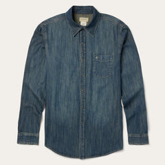 Men Western Shirts | Stetson Dark Denim Western Shirt Blue