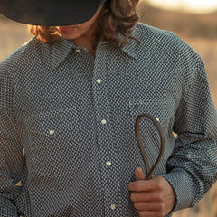 Men Western Shirts | Stetson Diamond Geo Western Shirt Blue