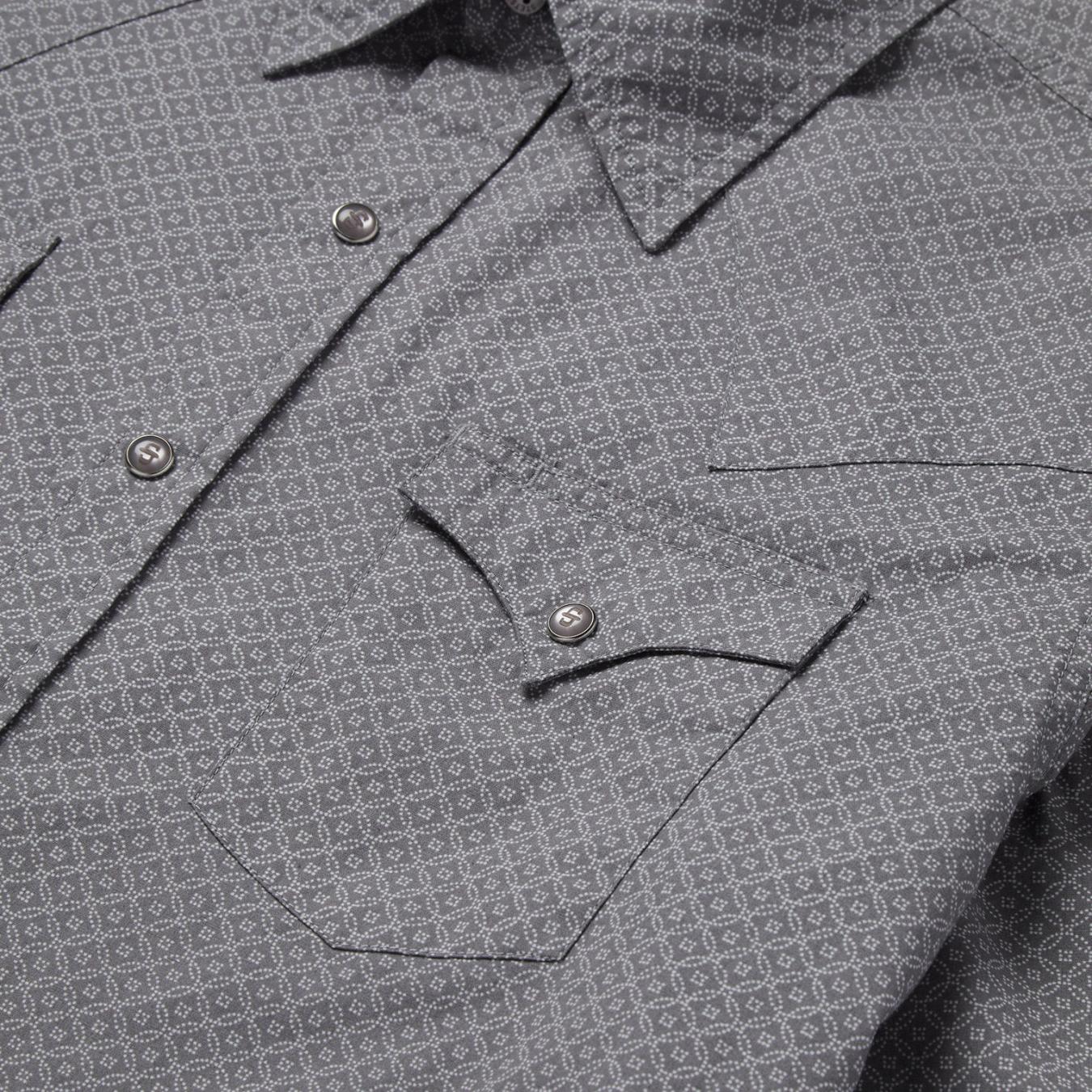 Men Western Shirts | Stetson Diamond Print Western Shirt Grey