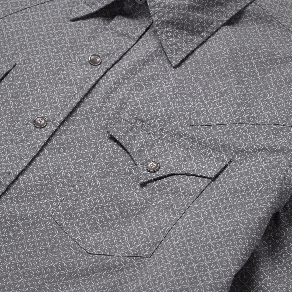Men Western Shirts | Stetson Diamond Print Western Shirt Grey