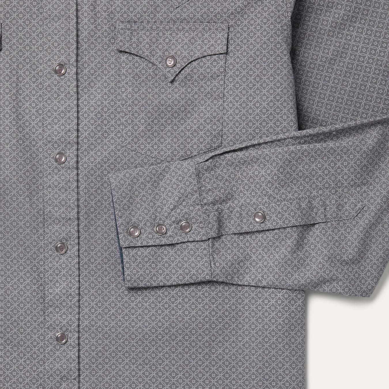 Men Western Shirts | Stetson Diamond Print Western Shirt Grey