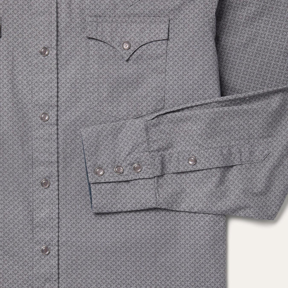 Men Western Shirts | Stetson Diamond Print Western Shirt Grey