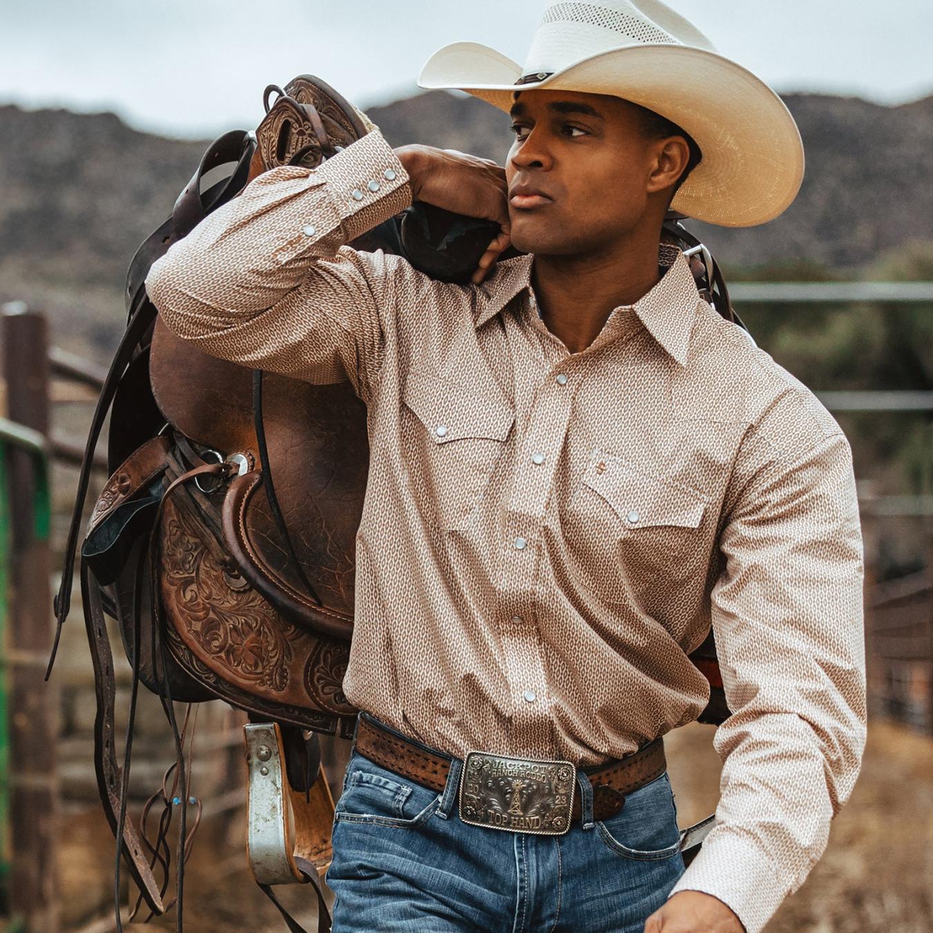 Men Western Shirts | Stetson Diamond Print Western Shirt Orange