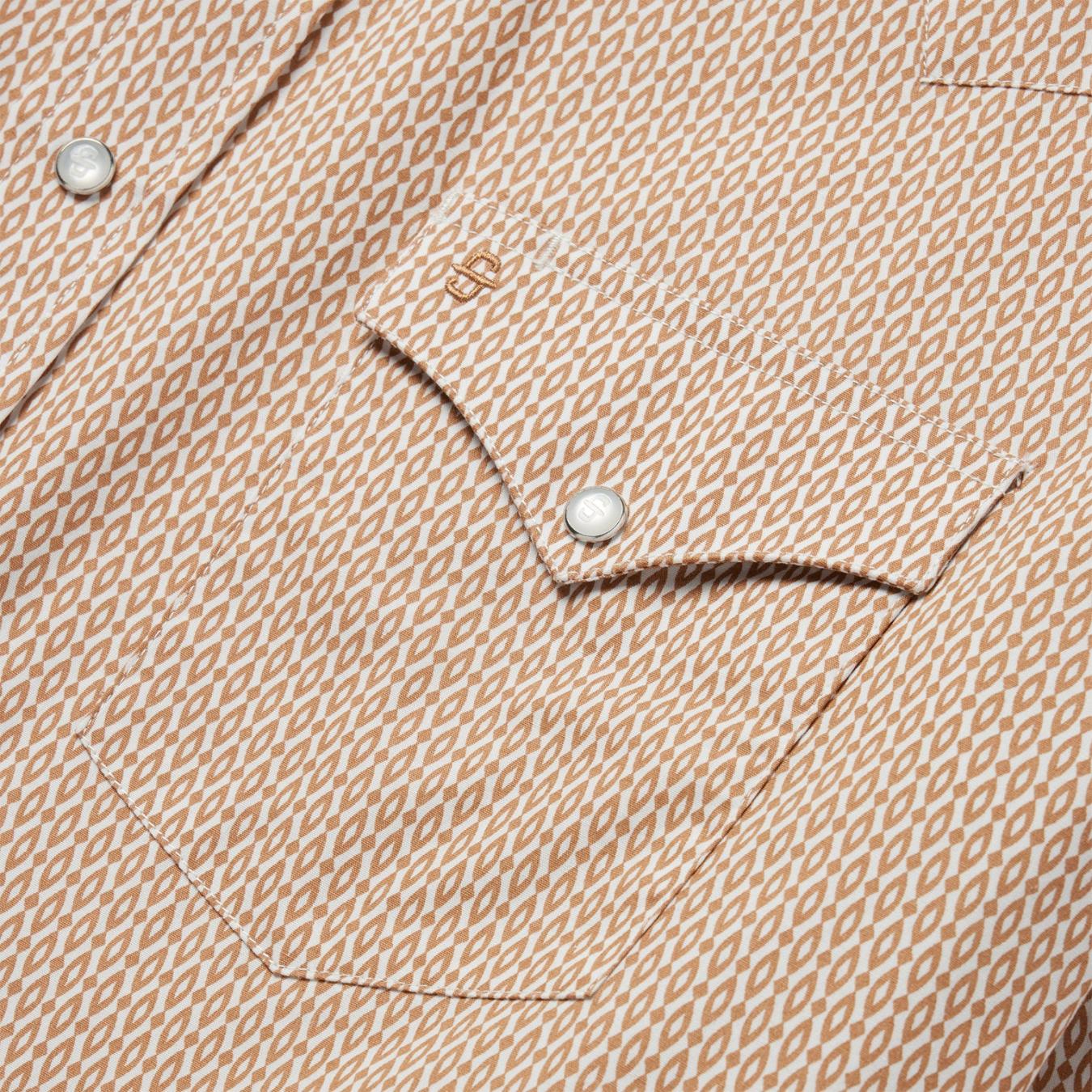 Men Western Shirts | Stetson Diamond Print Western Shirt Orange
