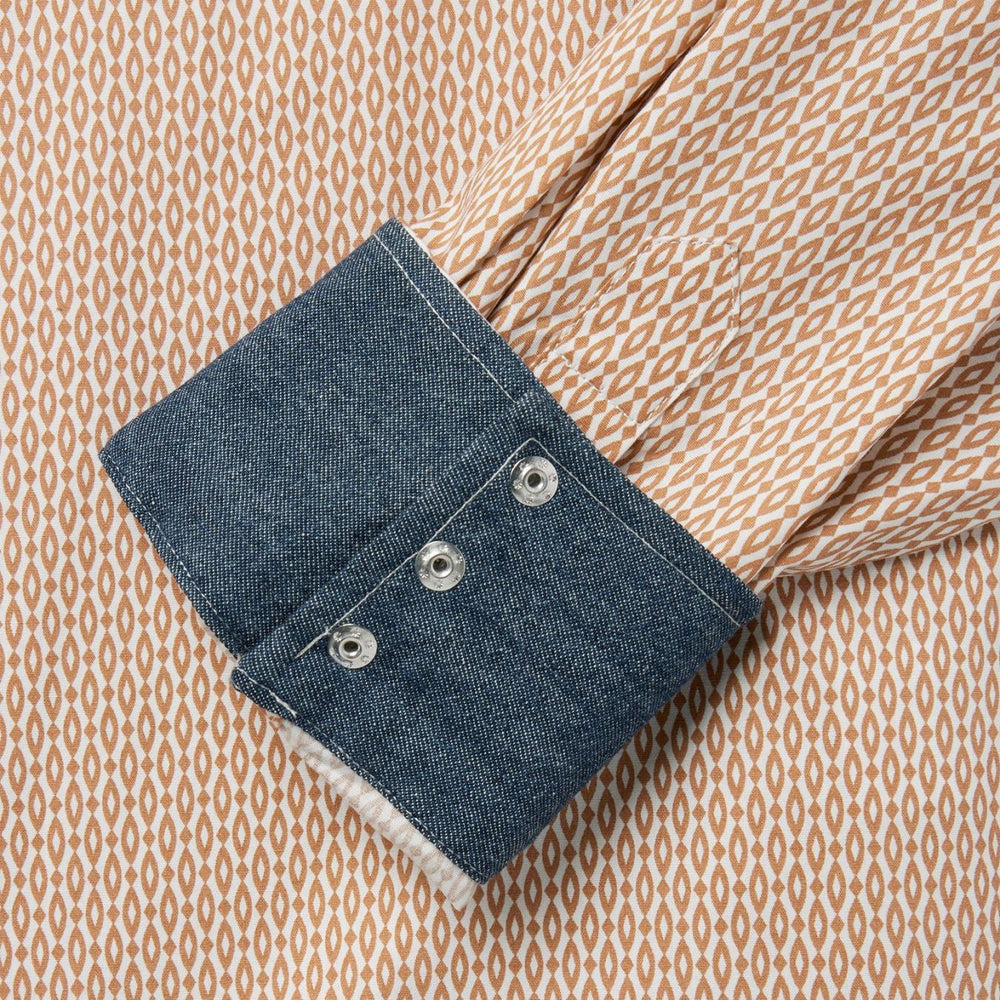 Men Western Shirts | Stetson Diamond Print Western Shirt Orange