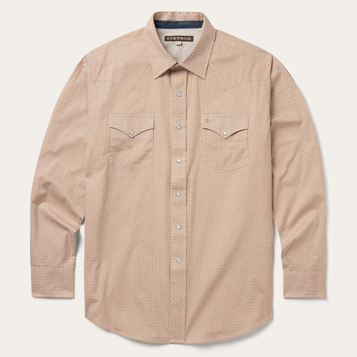 Men Western Shirts | Stetson Diamond Print Western Shirt Orange
