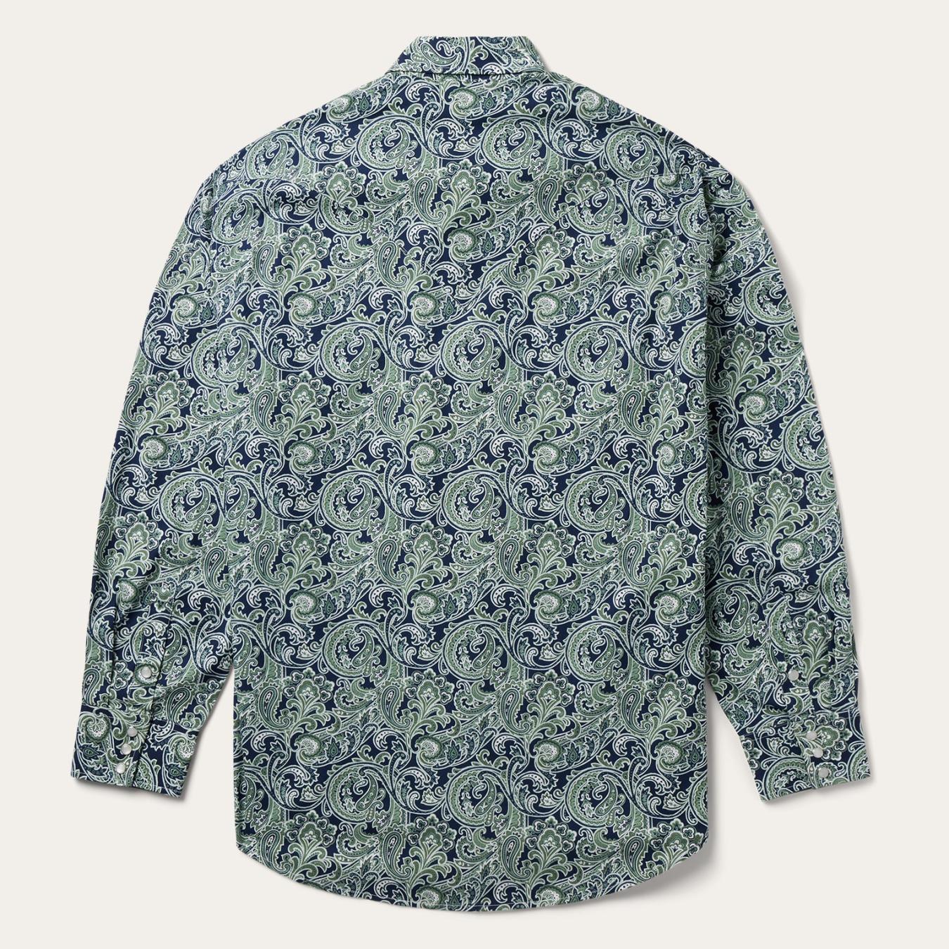 Men Western Shirts | Stetson Greenspring Paisley Print Western Shirt Blue