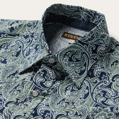 Men Western Shirts | Stetson Greenspring Paisley Print Western Shirt Blue