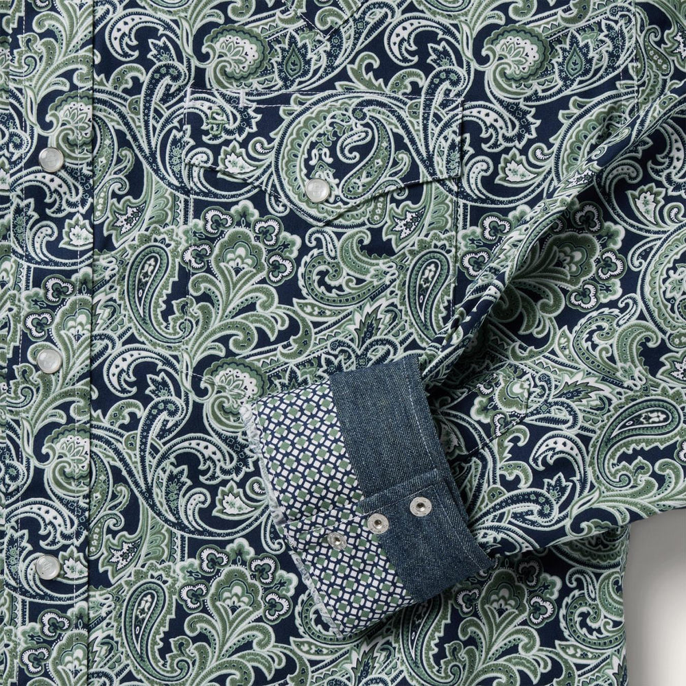 Men Western Shirts | Stetson Greenspring Paisley Print Western Shirt Blue