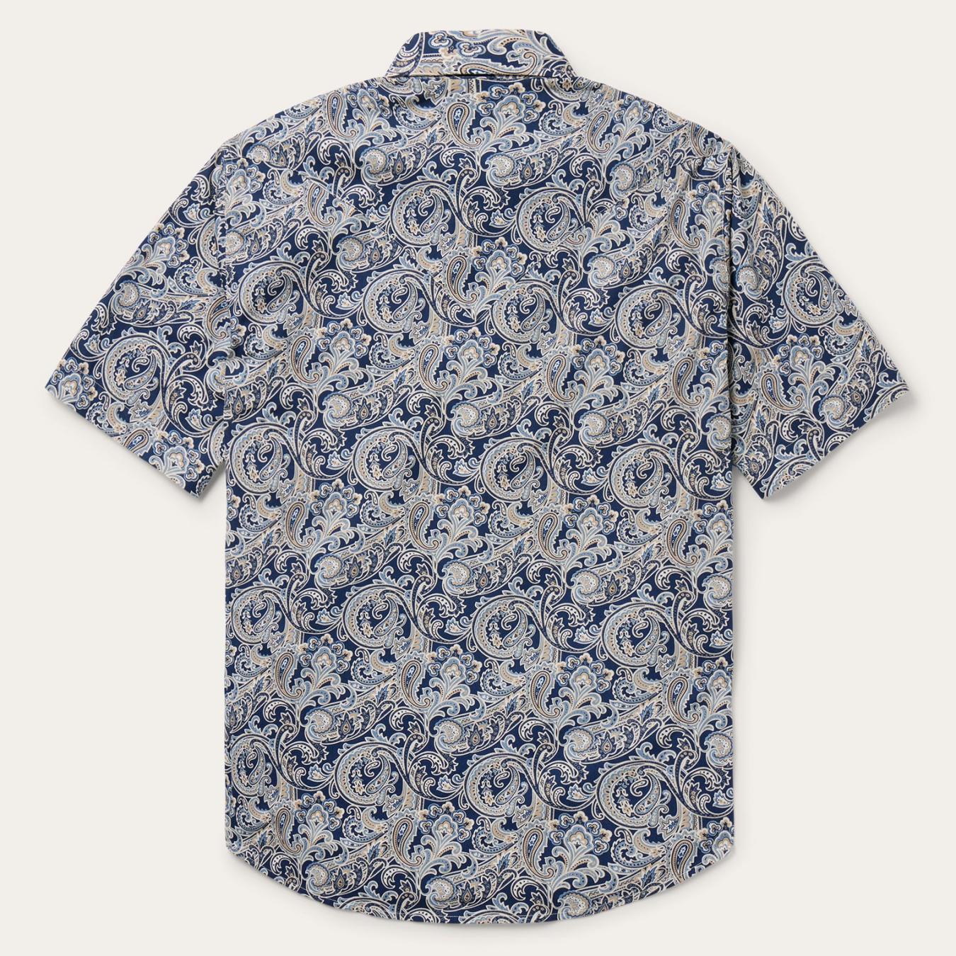 Men Western Shirts | Stetson Greenspring Paisley Short Sleeve Western Shirt Blue