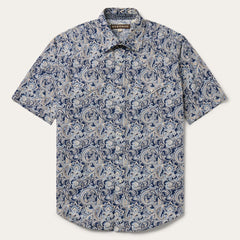 Men Western Shirts | Stetson Greenspring Paisley Short Sleeve Western Shirt Blue