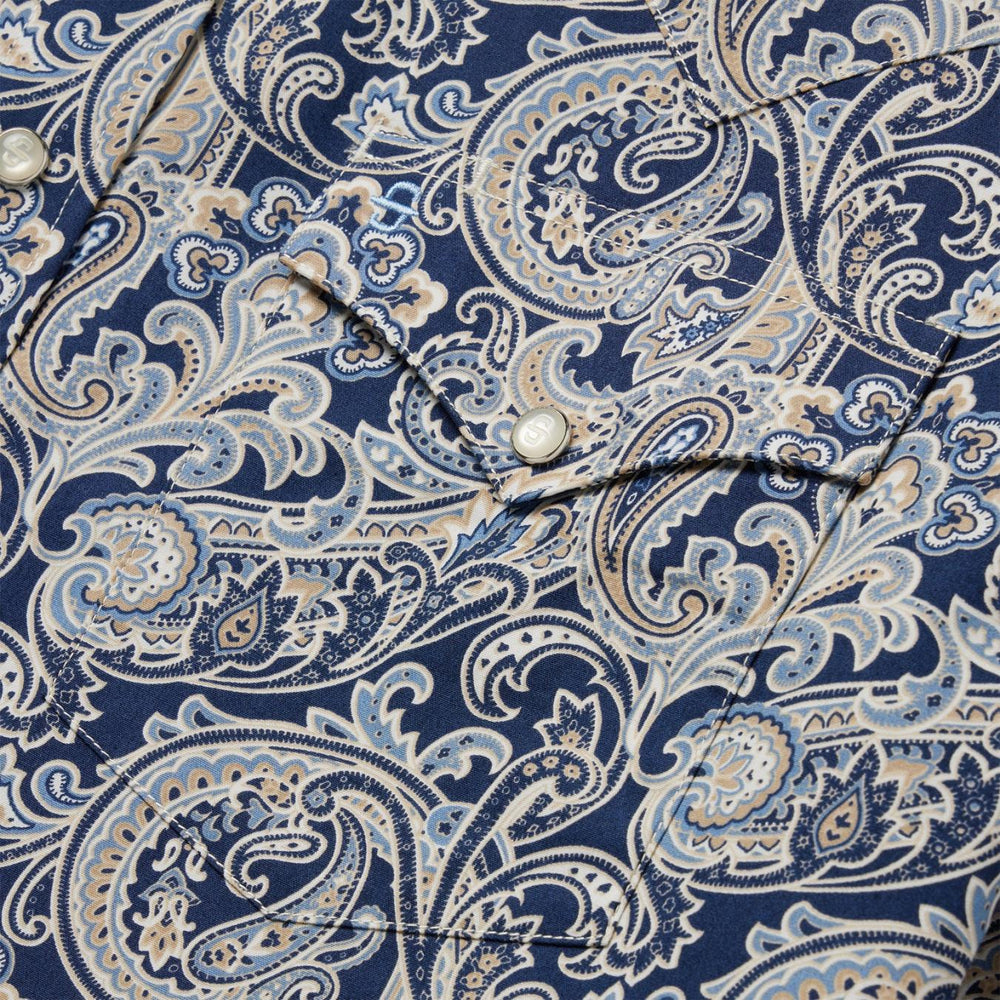 Men Western Shirts | Stetson Greenspring Paisley Short Sleeve Western Shirt Blue