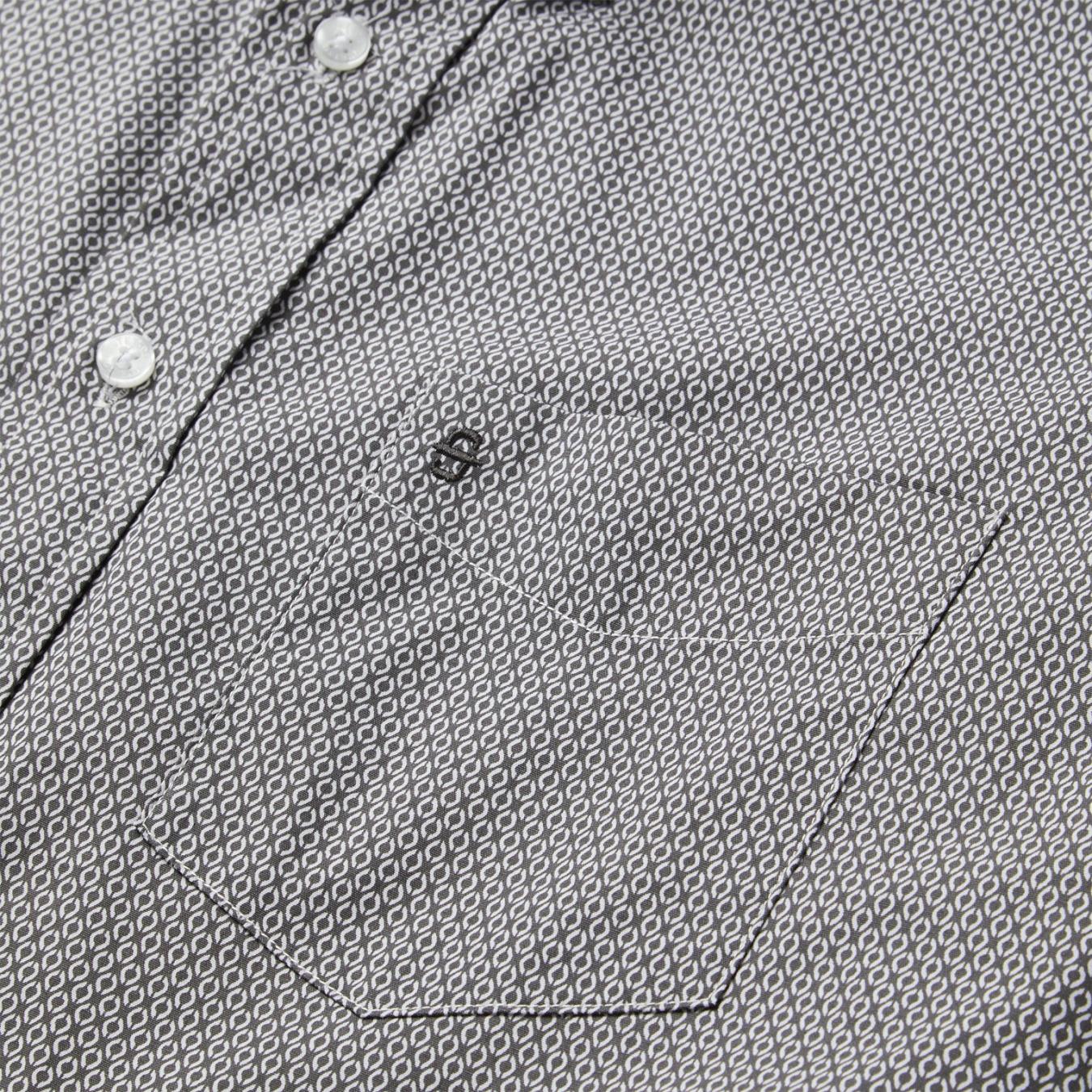 Men Western Shirts | Stetson Grey Geo Print Button Front Shirt Grey