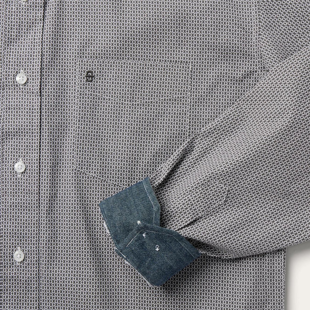 Men Western Shirts | Stetson Grey Geo Print Button Front Shirt Grey