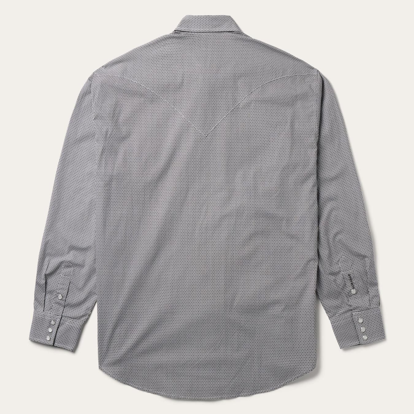 Men Western Shirts | Stetson Grey Geo Print Western Shirt Grey