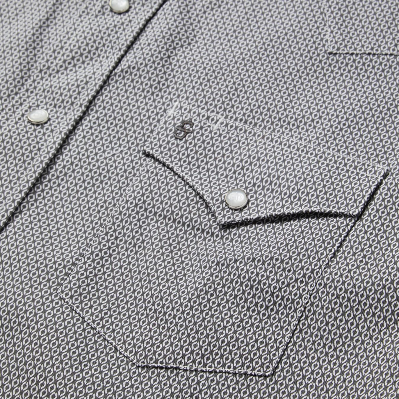 Men Western Shirts | Stetson Grey Geo Print Western Shirt Grey