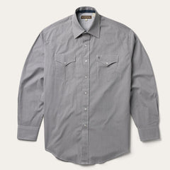 Men Western Shirts | Stetson Grey Geo Print Western Shirt Grey