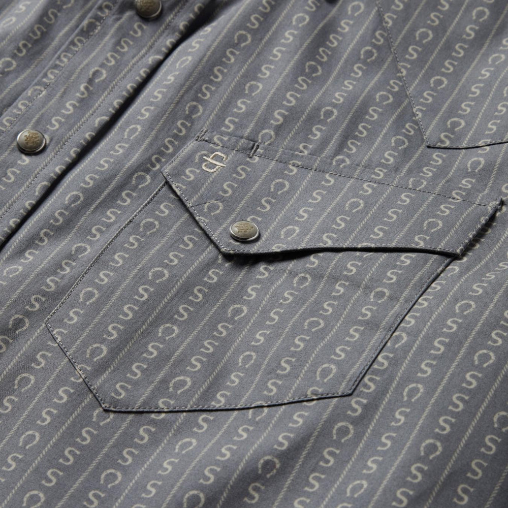 Men Western Shirts | Stetson Horseshoe Stripe Print Shirt Grey