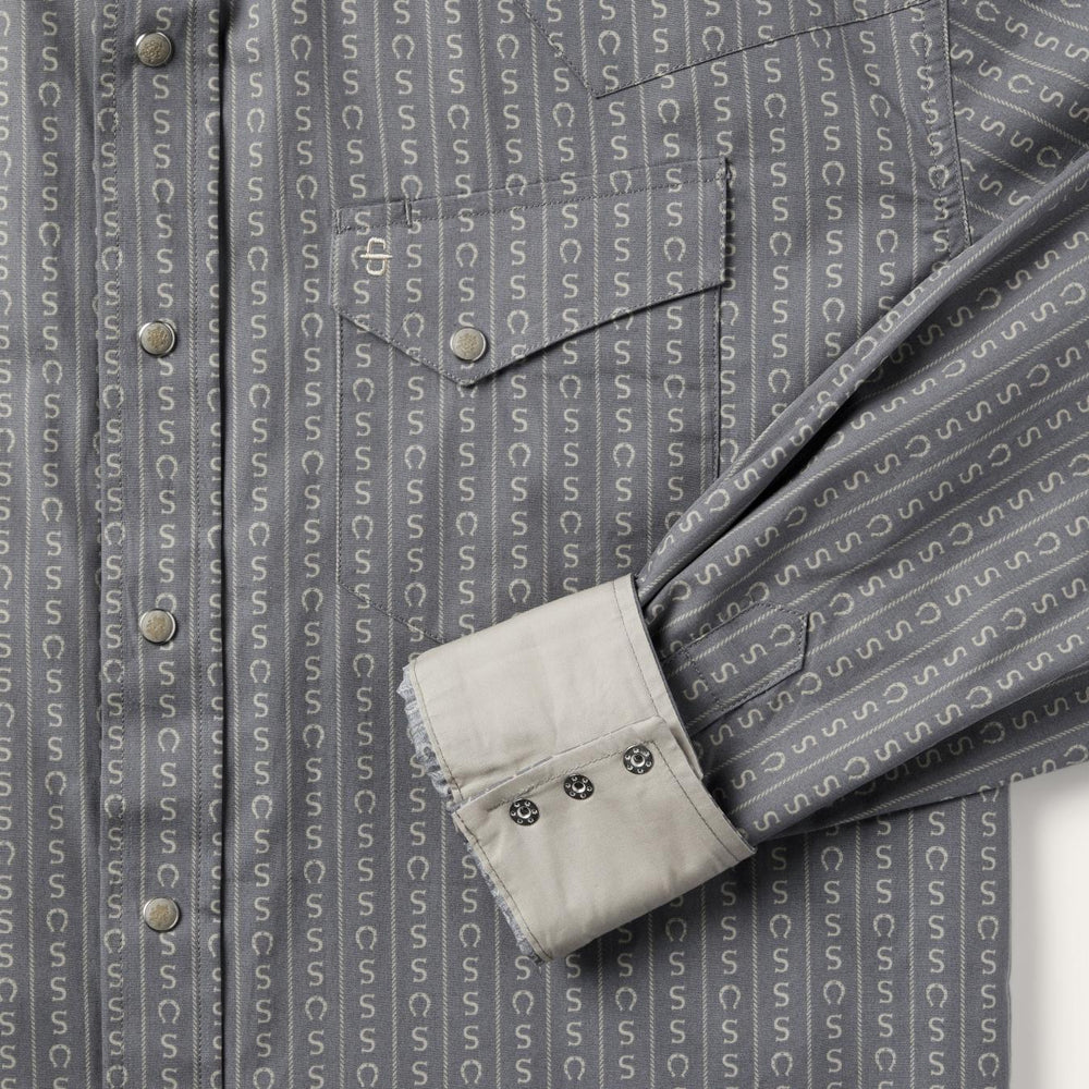 Men Western Shirts | Stetson Horseshoe Stripe Print Shirt Grey